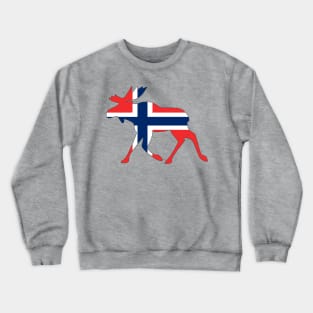 Norway Flag in a Moose scandinavian elk Crewneck Sweatshirt